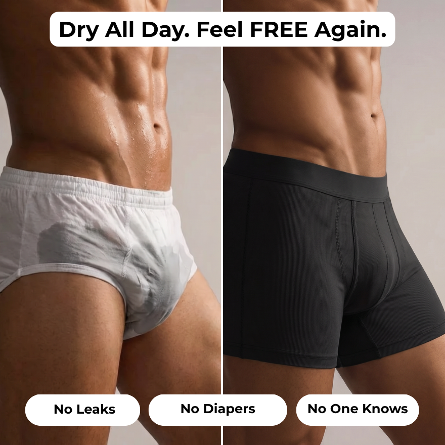 Finally — Boxers That Keep You Dry All Day. No Pads. No Diapers. No One Knows.