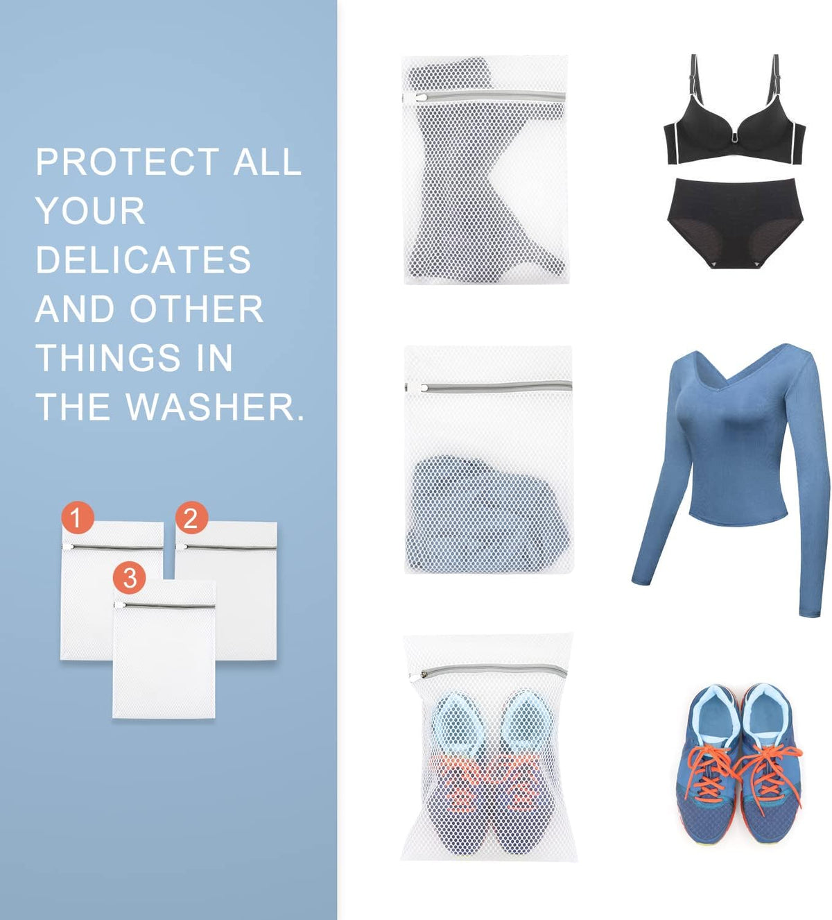Protection Pack - 3x Premium Sustainable wash bags for bamboo fiber