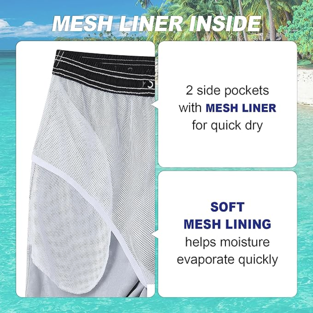 Boxhero USA Quick-Dry Swim Trunks with Built-In Liner