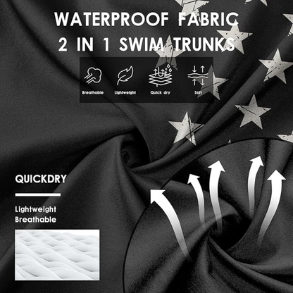 Boxhero USA Quick-Dry Swim Trunks with Built-In Liner